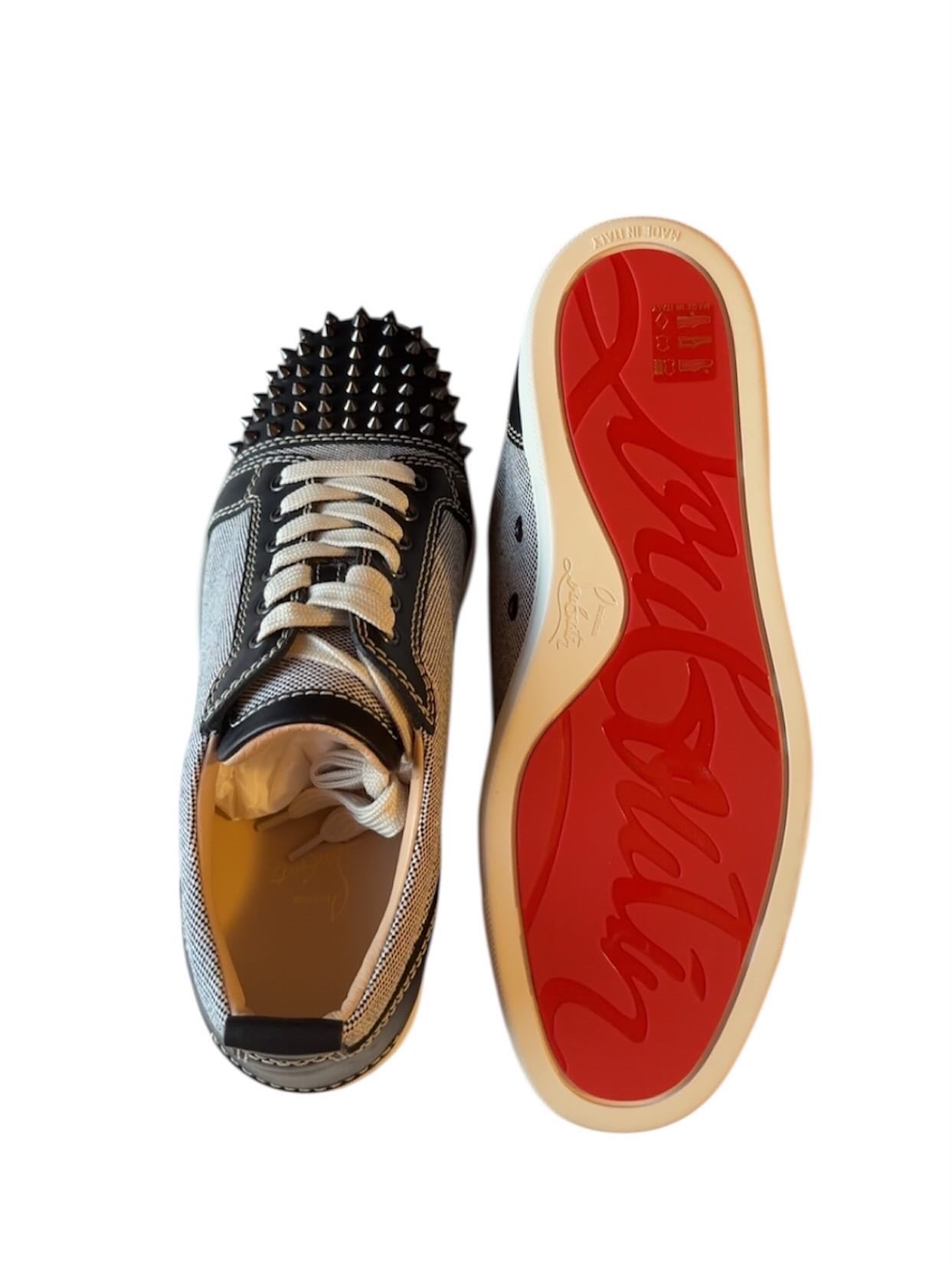 Christian Louboutin Junior Spikes red sole close-up — FashnLuxe
