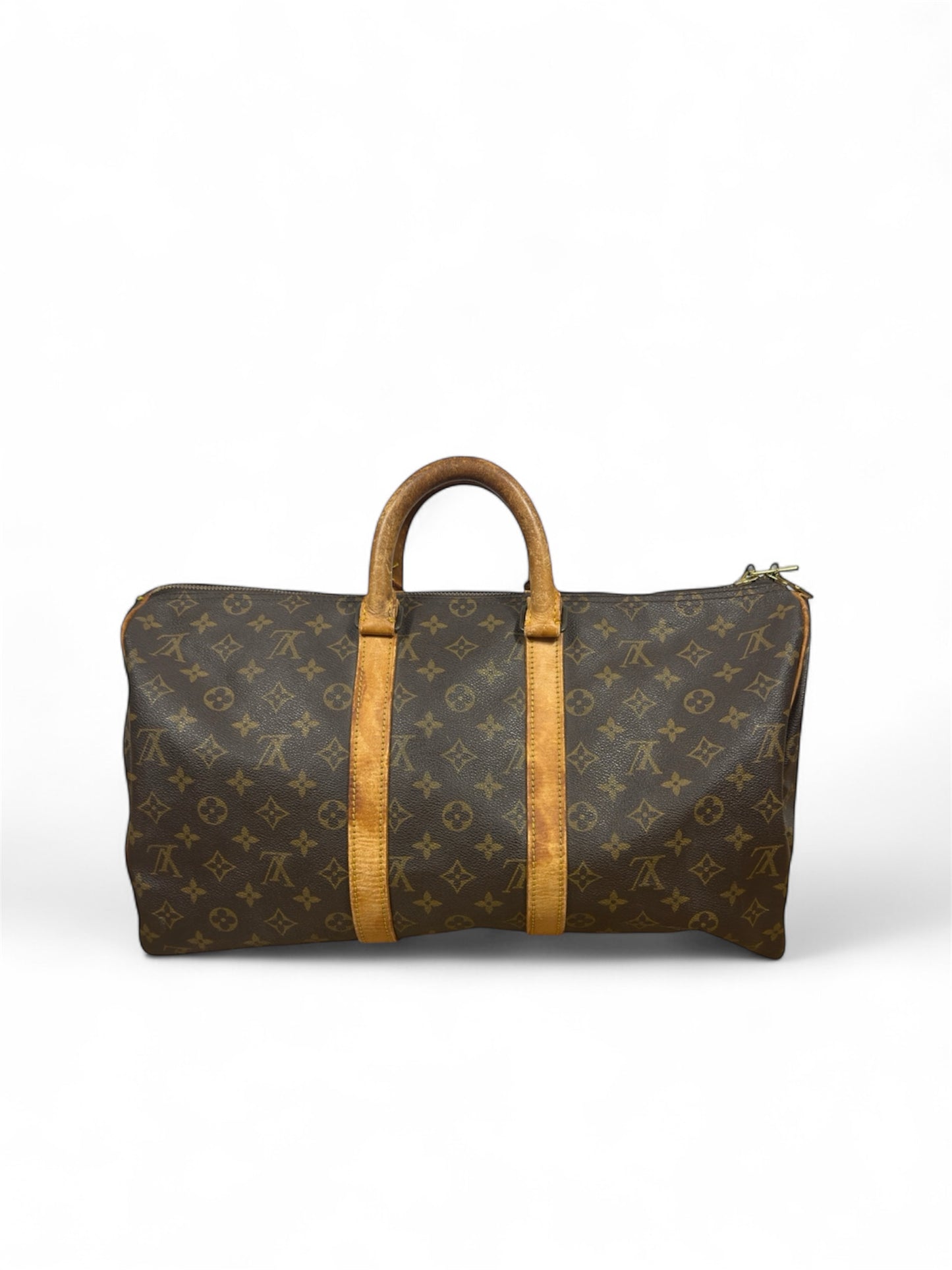 Louis Vuitton Keepall 45 vintage patina leather handles — FashnLuxe