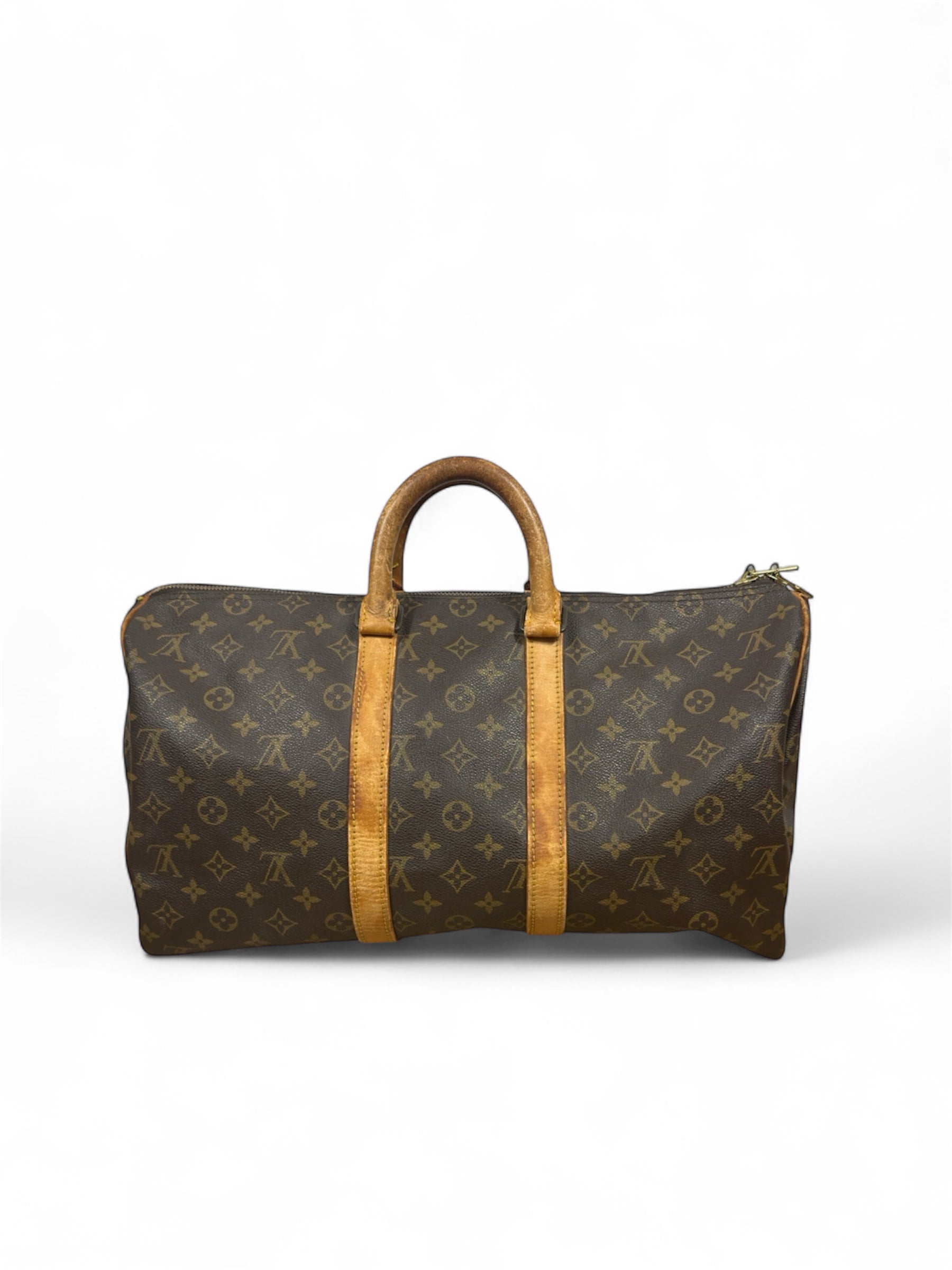Louis Vuitton Keepall 45 vintage patina leather handles — FashnLuxe