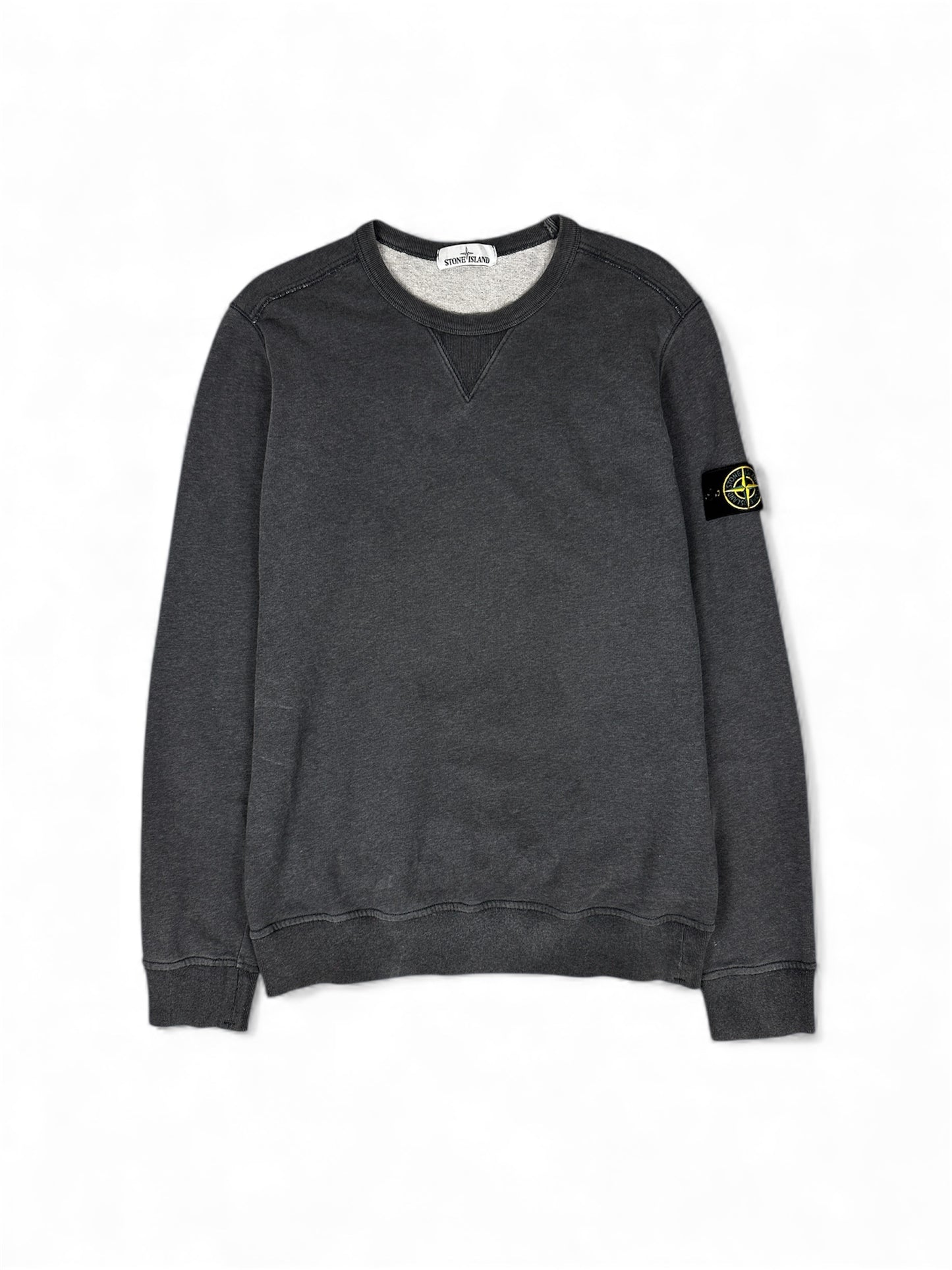 Stone Island crewneck sweatshirt compass badge front view — FashnLuxe