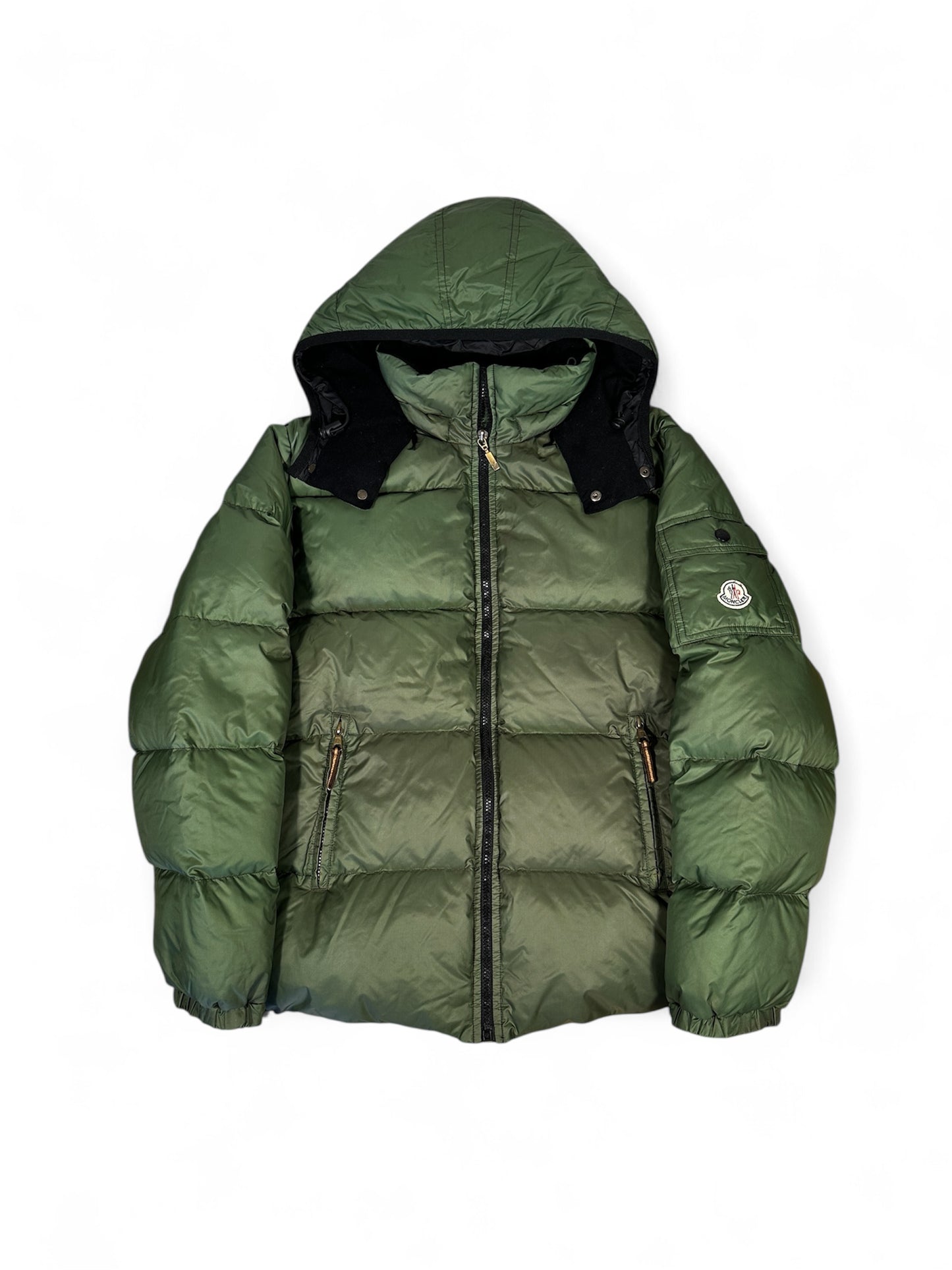 Moncler heritage puffer jacket with brown label front view — FashnLuxe
