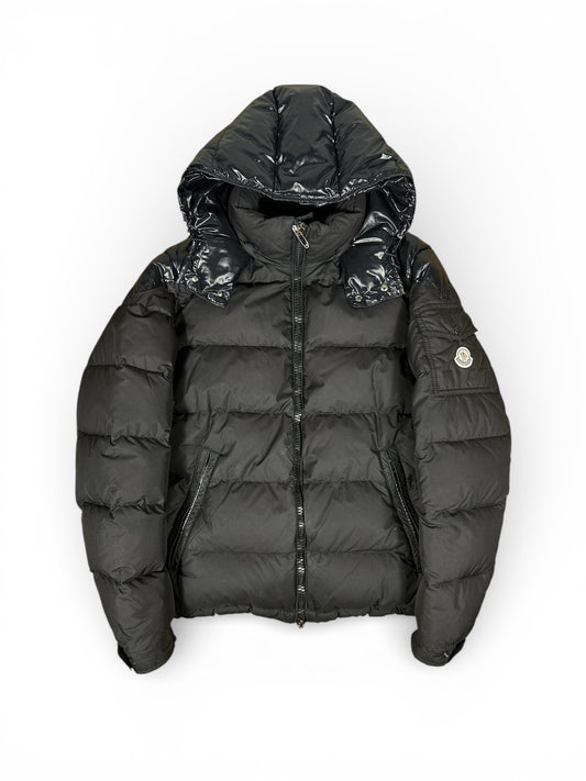 Moncler Chevalier mid-length down jacket front view — FashnLuxe