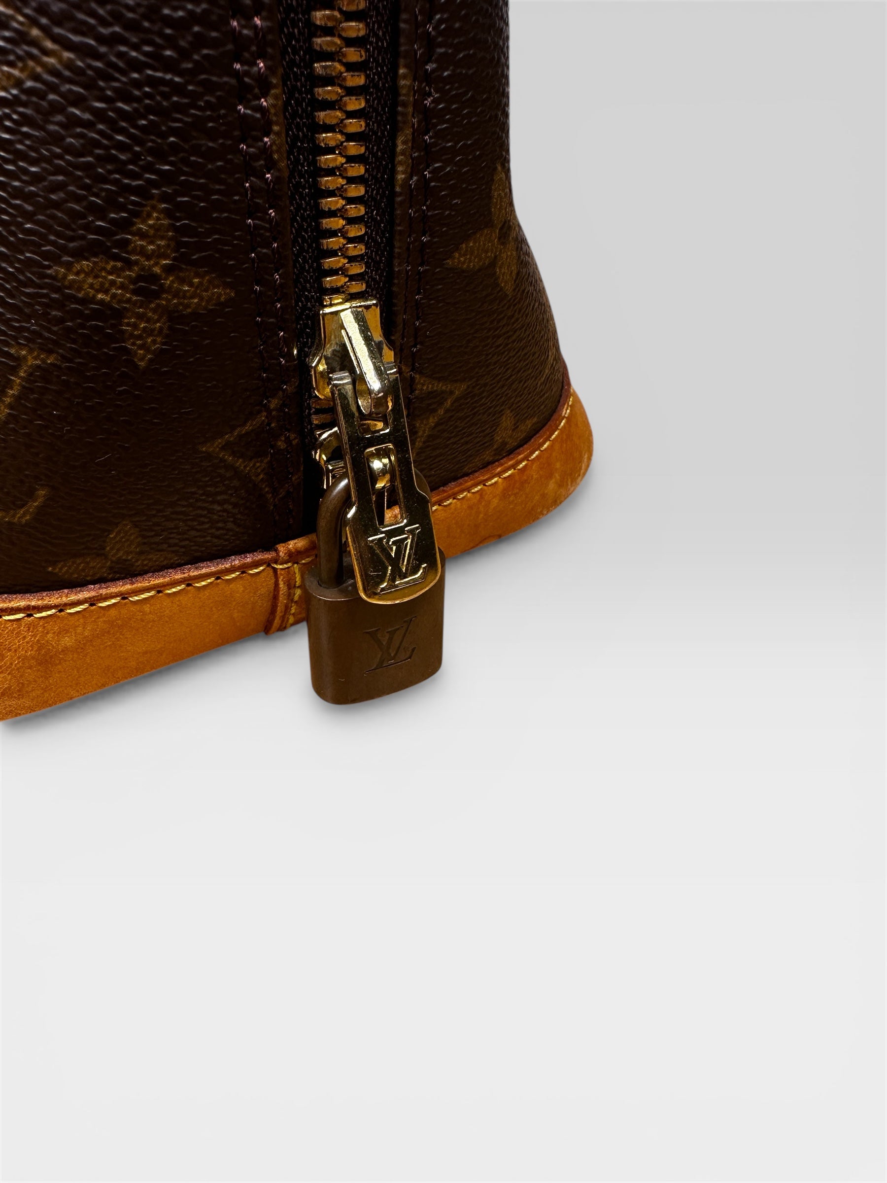 Louis Vuitton Alma PM gold hardware detail — FashnLuxe