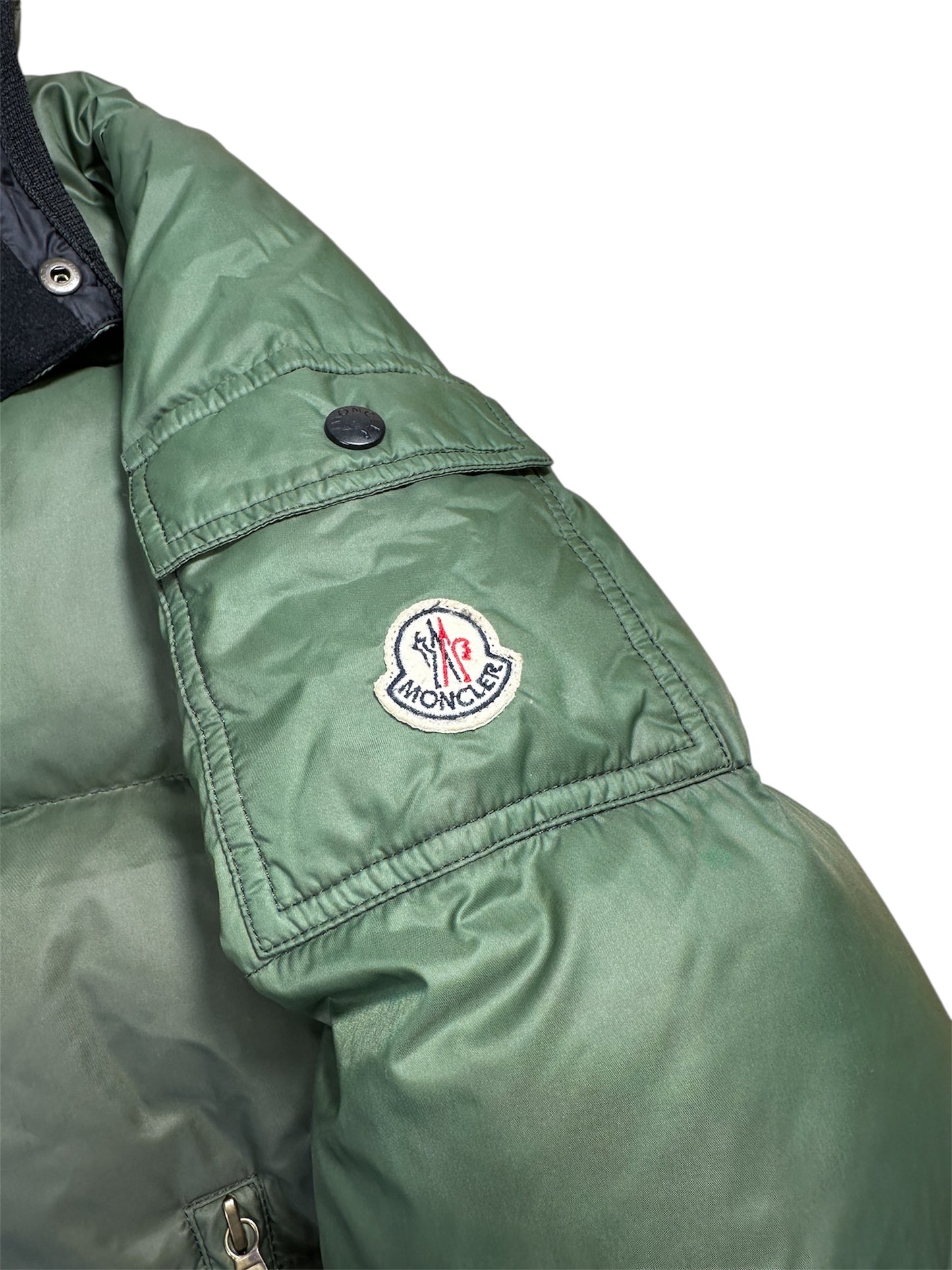 Moncler heritage puffer jacket brown label detail — FashnLuxe
