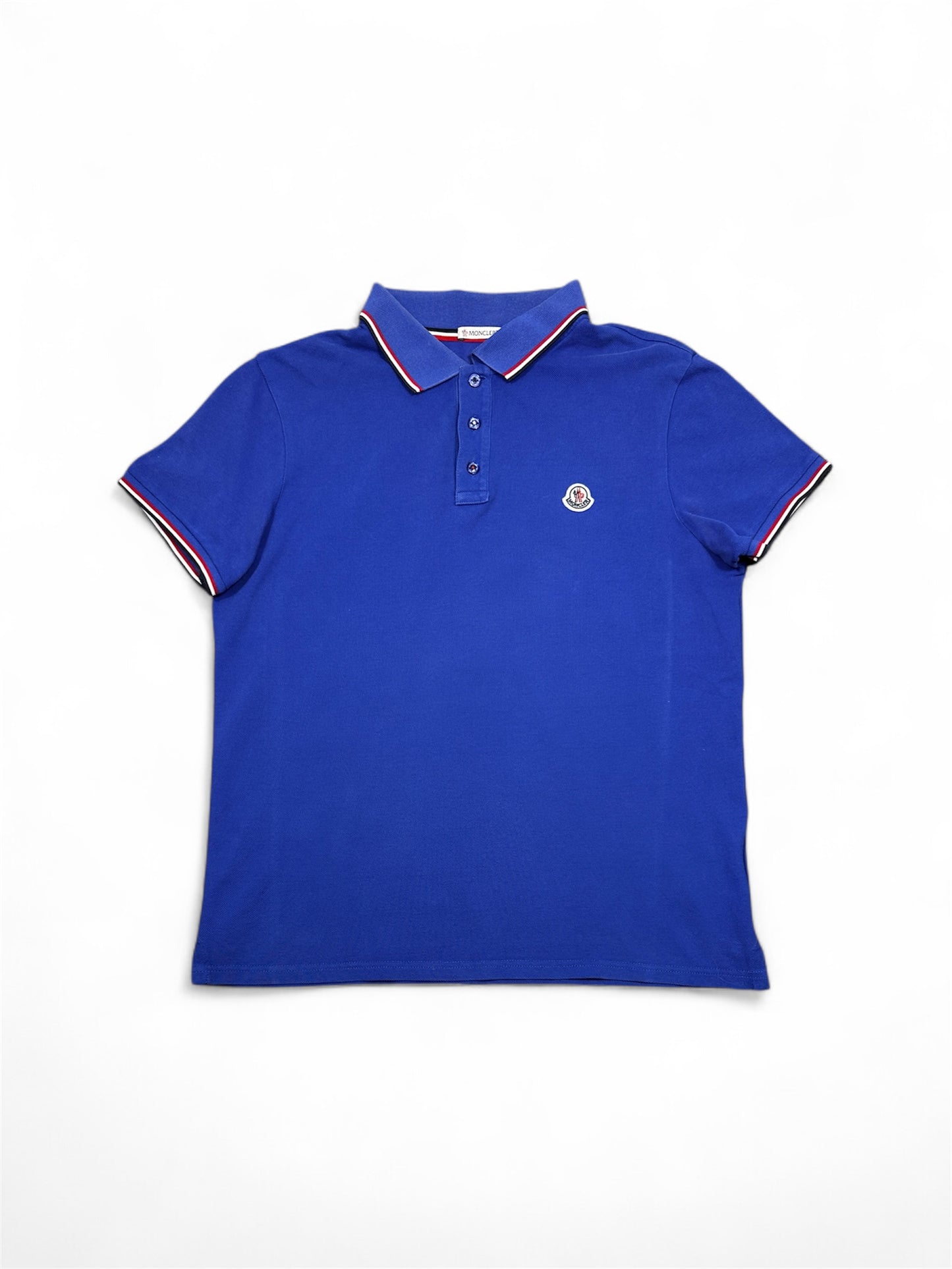 Moncler pique polo shirt front view with logo patch — FashnLuxe
