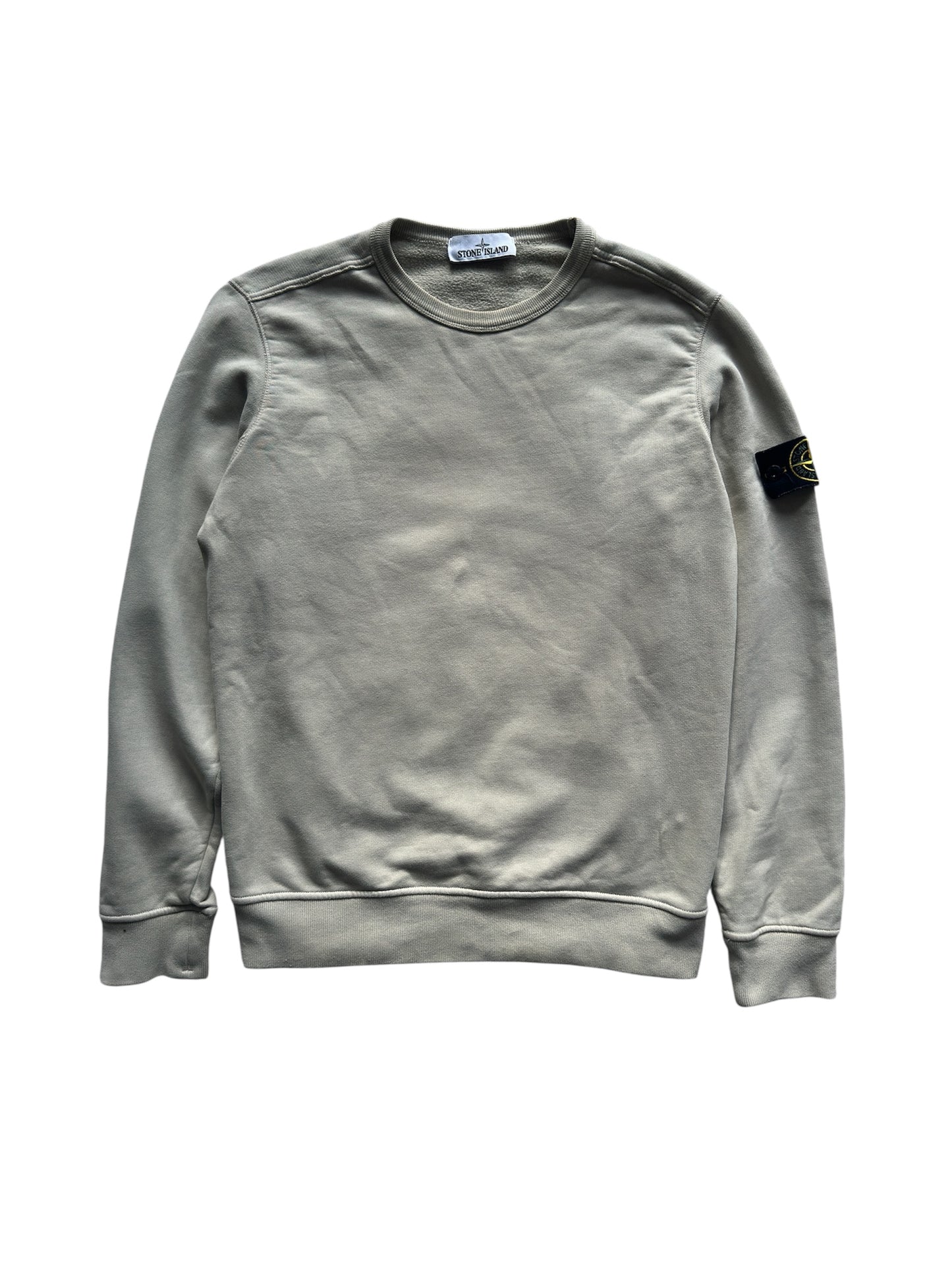 Stone Island crewneck sweatshirt with compass badge front view — FashnLuxe