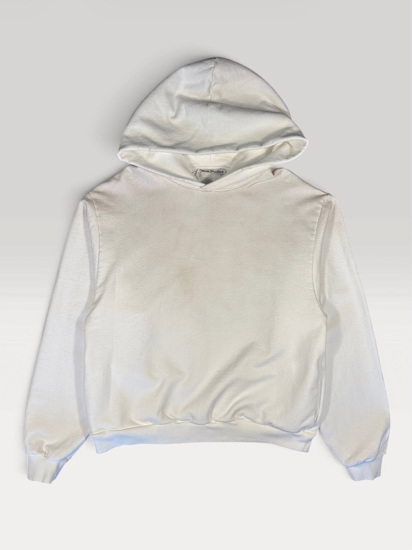 Acne Studios 1996 hoodie in off-white, front view with clean blank chest